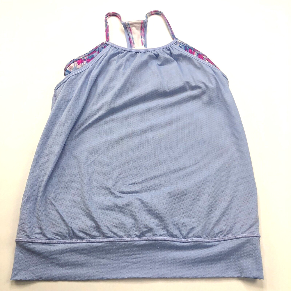Ivivva by Lululemon Girls Purple Blue Tank Top Open Back Shelf Bra Size 12